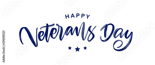 Handwritten calligraphic brush type lettering of Happy Veterans Day