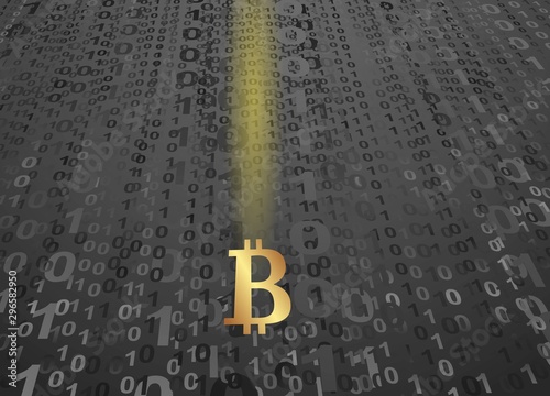 digital background with bitcoin symbol 