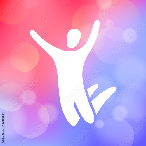 Vector illustration of jumping people. Body figure icon, sign. Trampoline park concept. Healthy active sport.