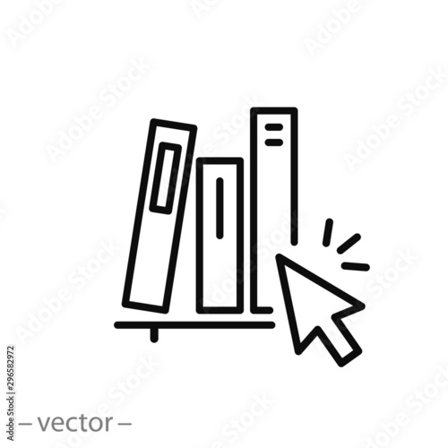 online library icon,  logo education course, guide book, digital book archive, thin line web symbol on white background - editable stroke vector illustration