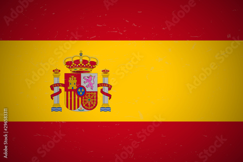 Flag of Spain. Illustration. Grunge background