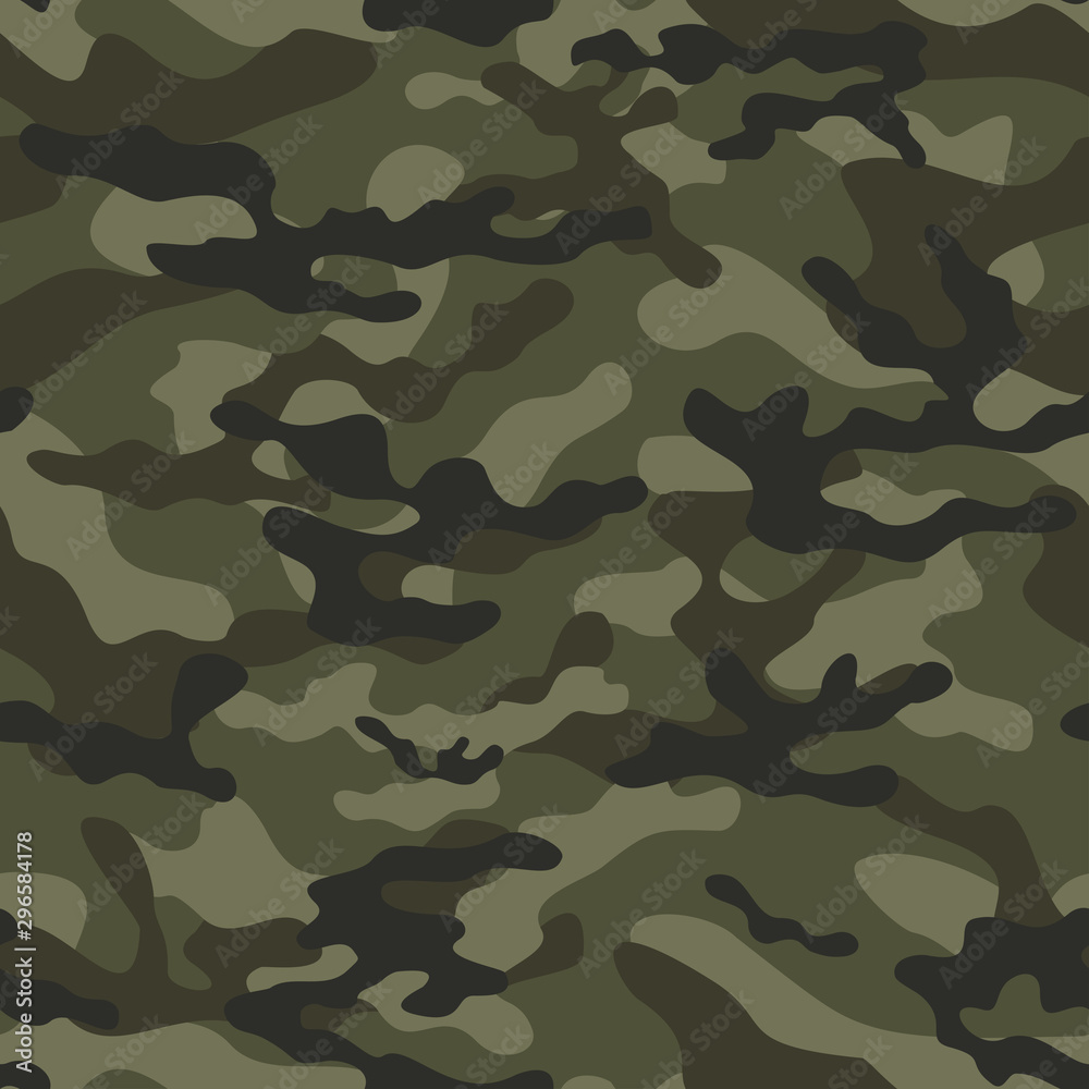 Fototapeta premium Seamless vector camouflage pattern on a green background.