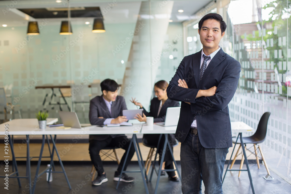 Start up concept,Start-up Asia business team in meeting and helped analyze the marketing problems of the company or beginning new project