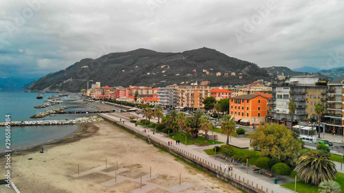 Aerial view of Chiavari city skyline. Liguria, Italy