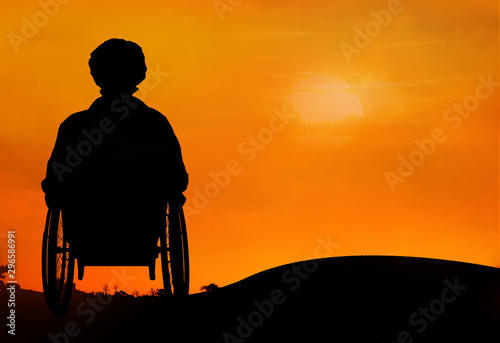 Φωτογραφία behind disabled woman on wheelchair