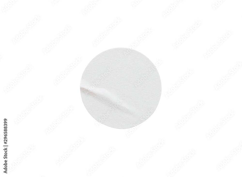 Blank white round paper sticker label isolated on white background with clipping path Blank white round paper sticker label isolated on white background with clipping path