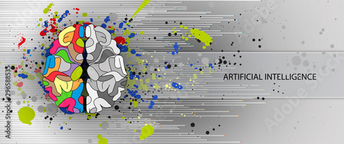 Quantum processing. Deep learning artificial intelligence. Future new technology  for business or science presentation