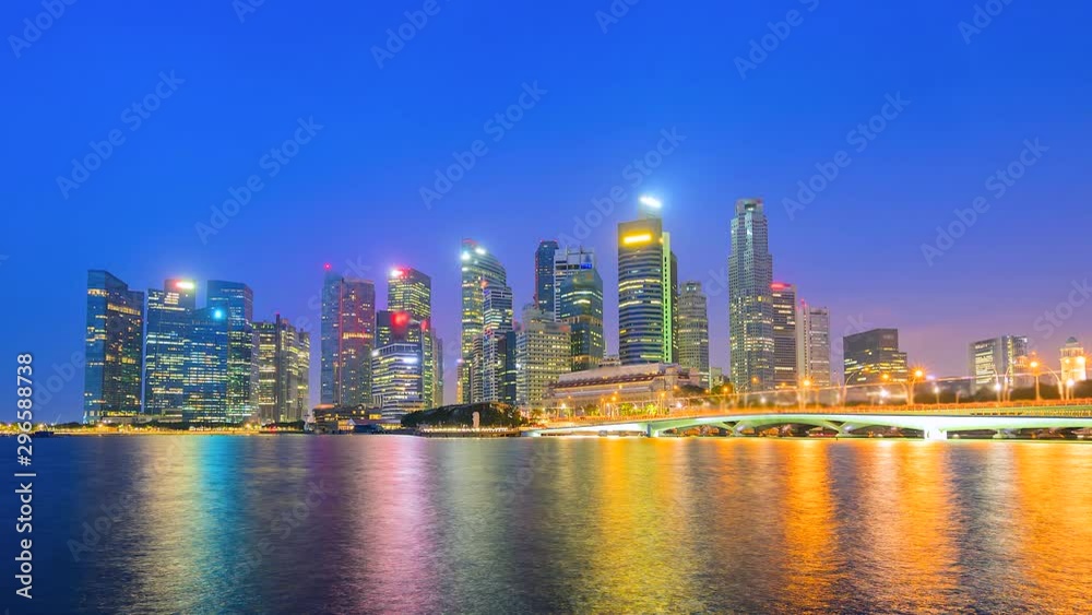 4K.Time lapse central business district building of Singapore cit 4K.Time lapse central business district building of Singapore cit