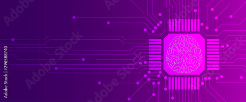 Quantum processing. Deep learning artificial intelligence. Future new technology  for business or science presentation
