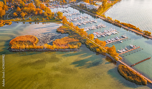 Aerial view on the pier of Balatonszemes photo