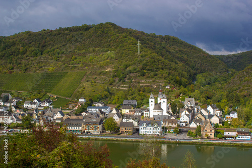 View of Treis-Karden town with the Moselle river in Germany