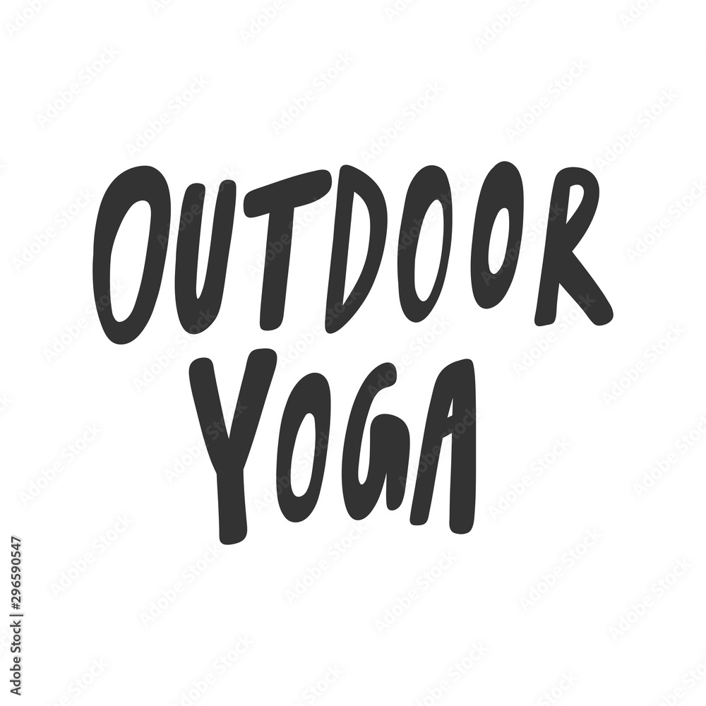 Outdoor yoga. Sticker for social media content. Vector hand drawn illustration design. Outdoor yoga. Sticker for social media content. Vector hand drawn illustration design.