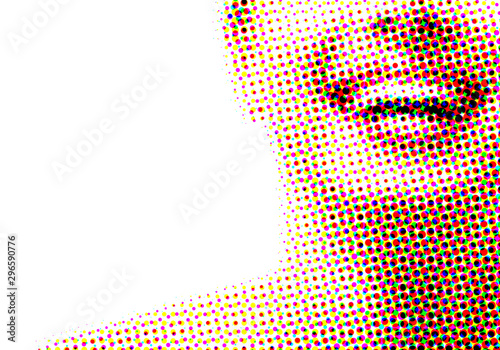 Beautiful smile of young fresh woman with great healthy white teeth. Isolated over white