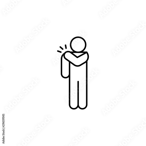 shoulder pain, pain line icon on white background