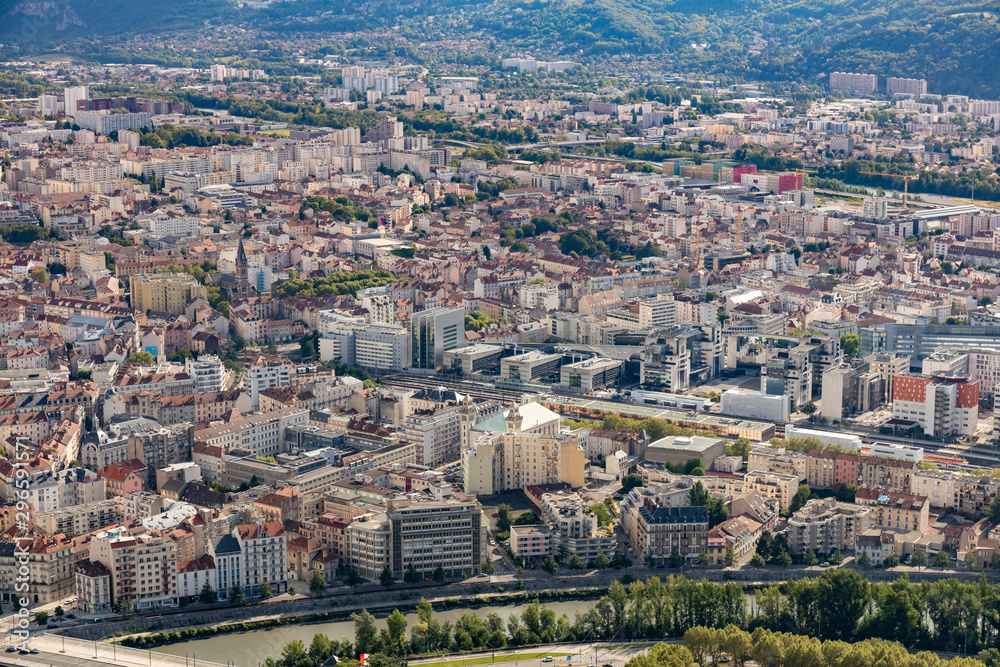Grenoble, Isere, France - View to the city from the Bastille Fortress