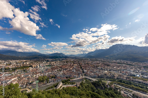 Grenoble, Isere, France - View to the city from the Bastille Fortress