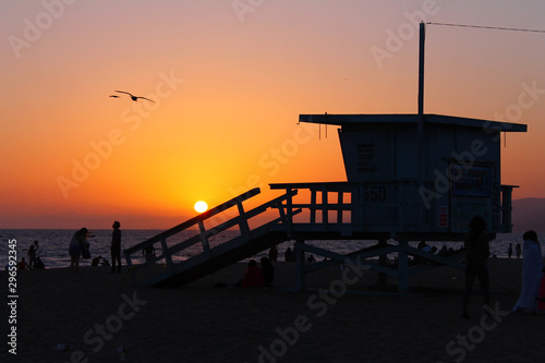 Baywatch sunset on the California coast
