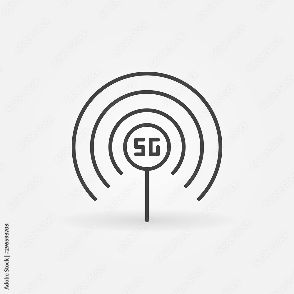 5G antenna concept outline vector icon. Fifth generation cellular network technology symbol in thin line style 5G antenna concept outline vector icon. Fifth generation cellular network technology symbol in thin line style