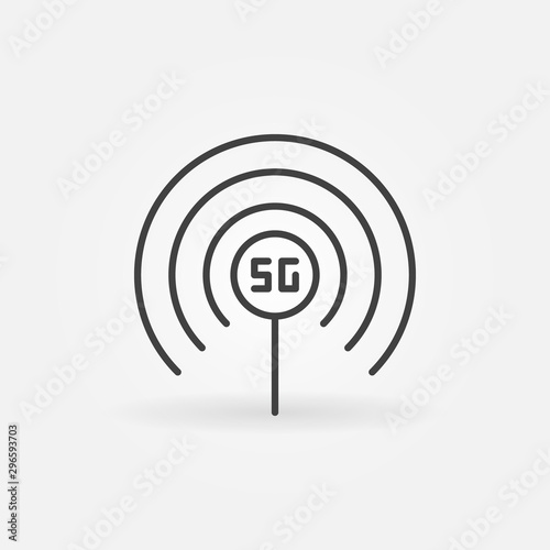 5G antenna concept outline vector icon. Fifth generation cellular network technology symbol in thin line style