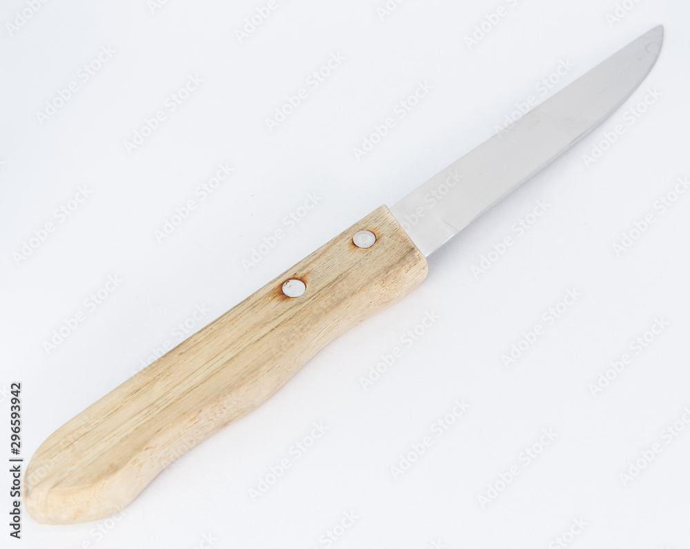 Knife with wooden handle