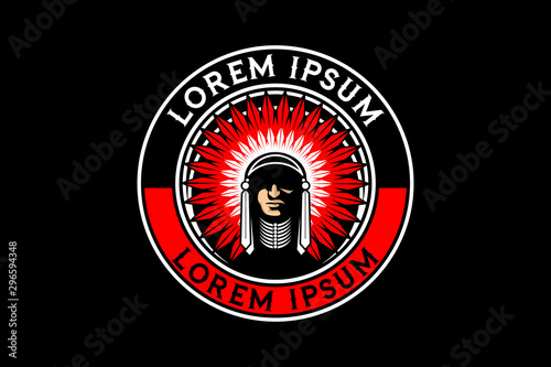 American Native Indian Warrior vector logo template
