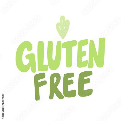 Gluten free. Green eco bio sticker for social media content. Vector hand drawn illustration design. 