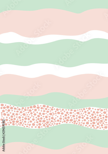 Abstract wave background in flat style for postcard poster, interior decoration, kids room. Vector illustration