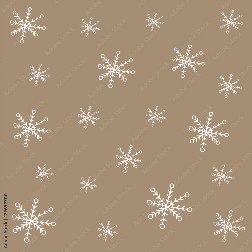 Beige winter background with snowflakes. Winter illustration, can be used as gift wrapping vector