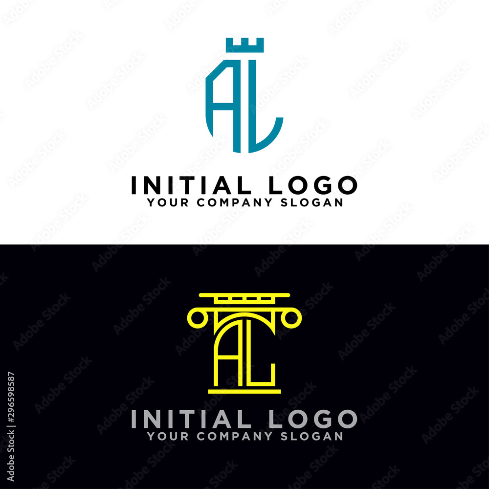 AL Logo Set modern graphic design, inspirational logo design for all companies. -Vectors