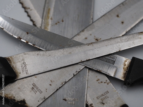 pile of old rusty knife