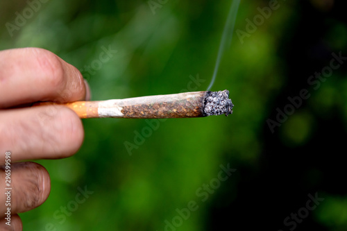 Male hand holding a ilegal cigar