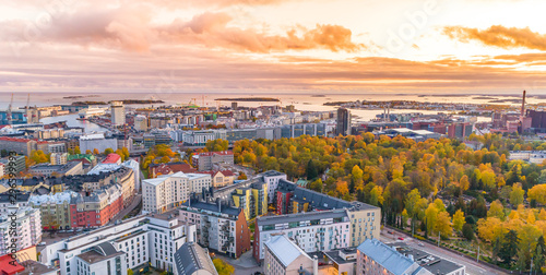 Aerial view of Helsinki city. photo