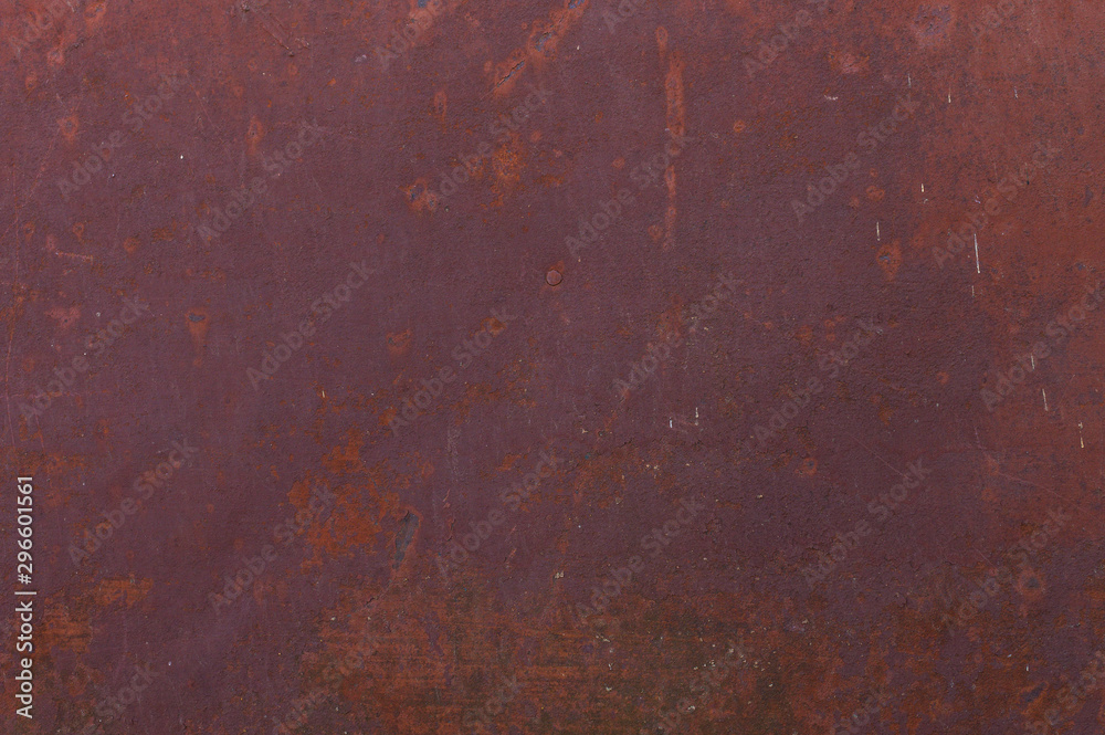 Fine texture of a rusty metal surface once painted red - obrazy, fototapety, plakaty 