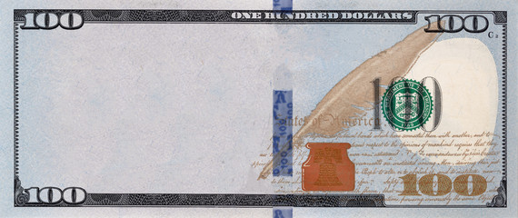 U.S. 100 dollar border with empty middle area