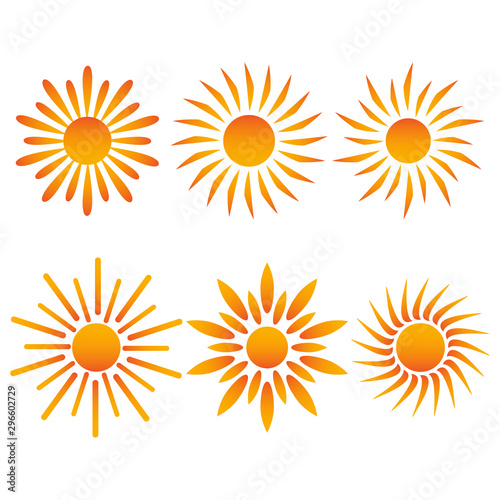 Different design set of the orange suns