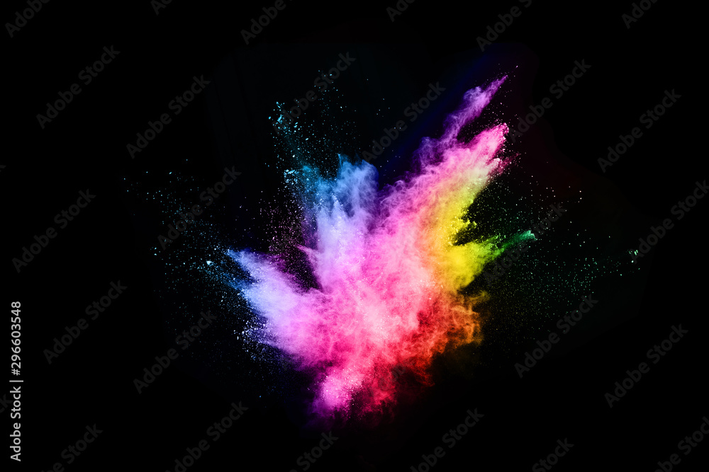 abstract colored dust explosion on a black background.abstract powder splatted background,Freeze motion of color powder exploding/throwing color powder, multicolored glitter texture. abstract colored dust explosion on a black background.abstract powder splatted background,Freeze motion of color powder exploding/throwing color powder, multicolored glitter texture.