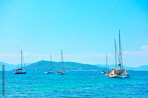 Yachts in the sea on the summer day