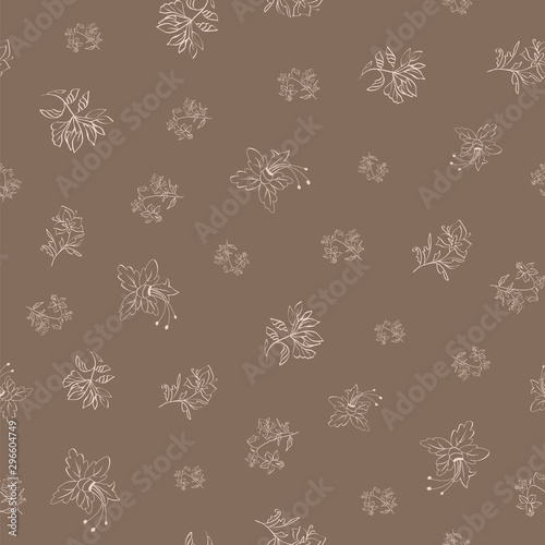 Floral seamless pattern with abstract leaves, flowers.