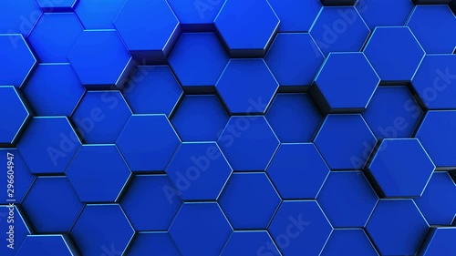 Hexagons honeycomb background abstract science design motion graphic. 3d render animation video available in 4k FullHD and HD render footage