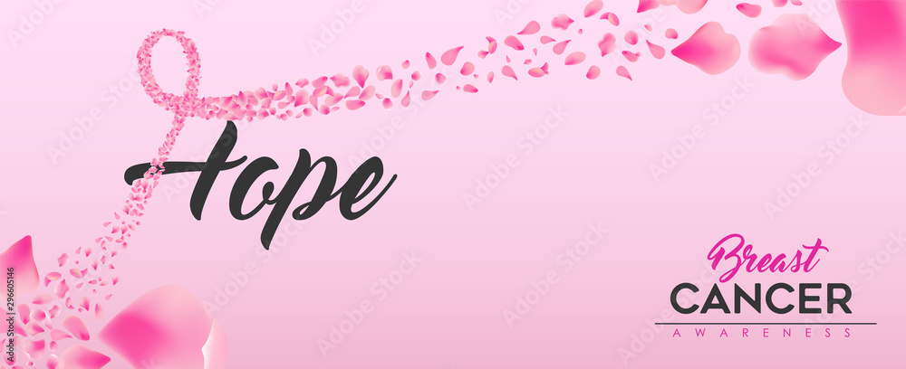 Breast cancer awareness hope text banner