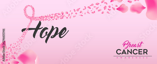 Breast cancer awareness hope text banner