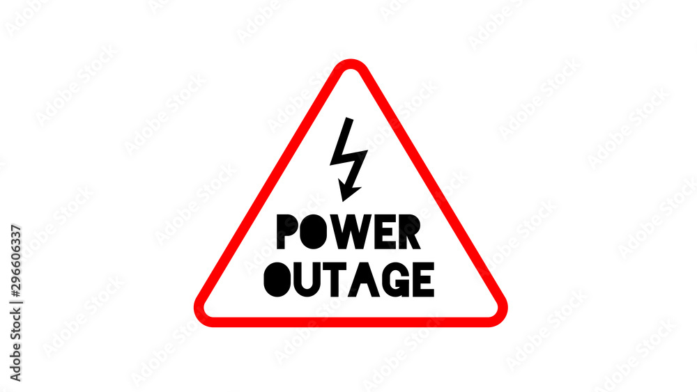 Power Outage Icon. Blackout, no electricity, no power concept. Isolated red  triangle sign with black text and lightning symbol in it. Stock vector  illustration. Stock Vector | Adobe Stock