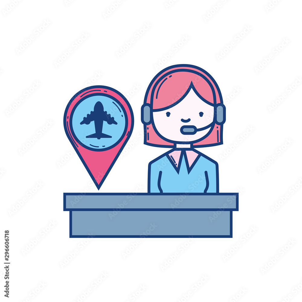 female operator with headset pin destination aviation airport