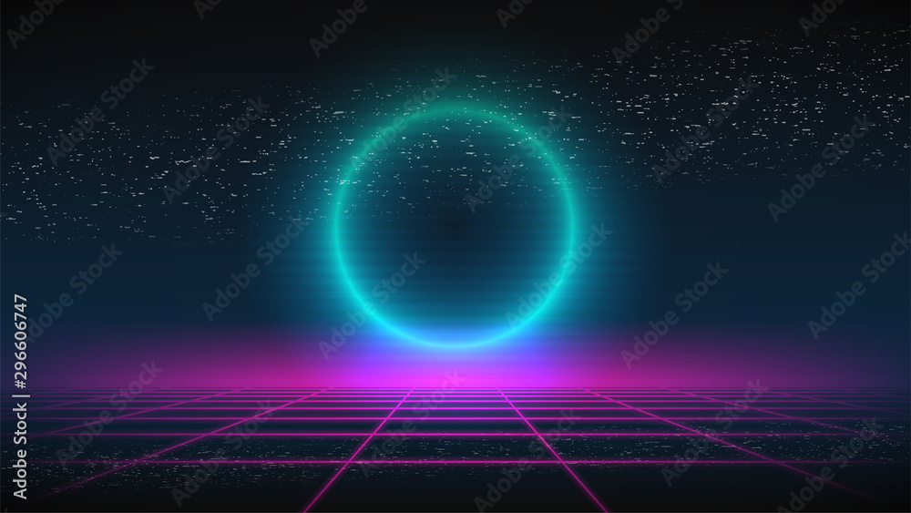 Synthwave background. Dark Retro Futuristic backdrop with pink ...