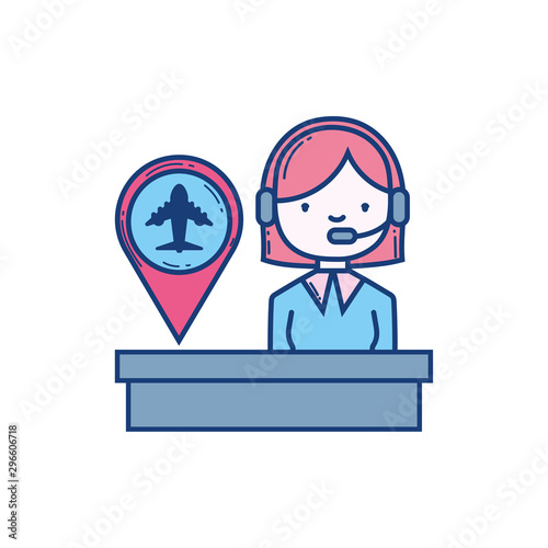 female operator with headset pin destination aviation airport