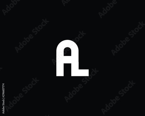 Trendy and Minimalist Letter AL Logo Design in Black and White Color , Initial Based Alphabet Icon Logo