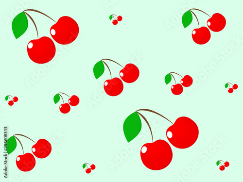 Magnificent design of fresh delicious red cherries