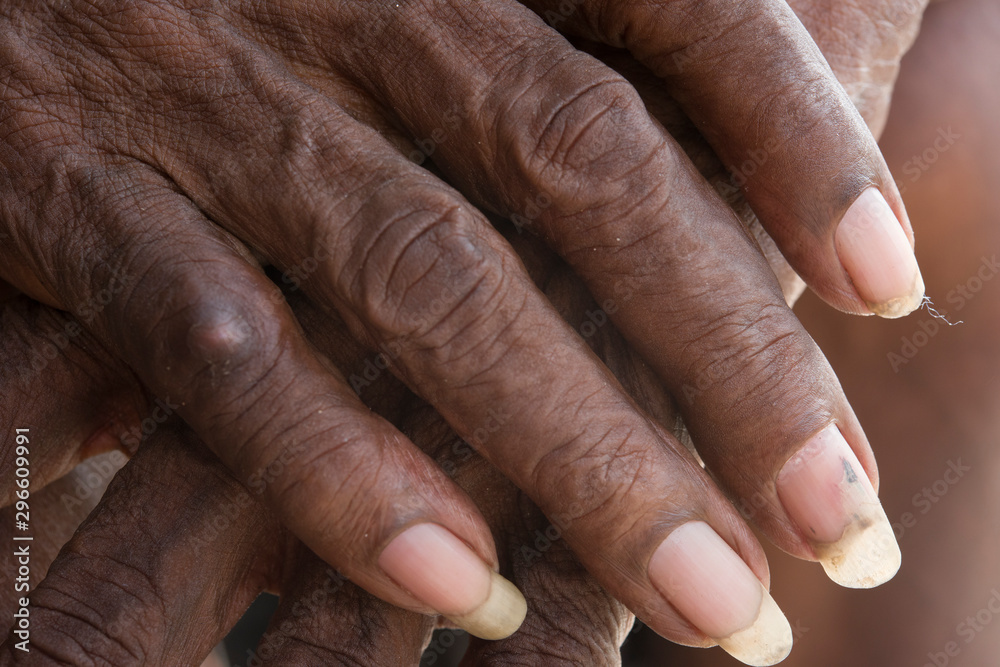 Fototapeta premium Rio de Janeiro, Brazil - March 24, 2016: Old man long nails detail