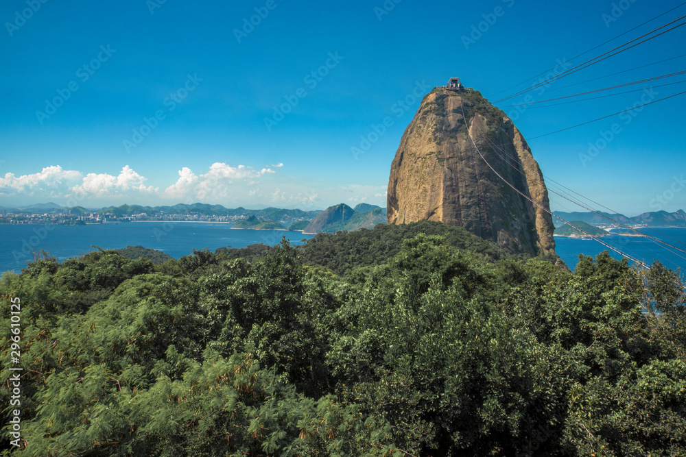 View of Sugar Loaf and the Atlantic forest, with the sea on background, Rio de Janeiro, Brazil
