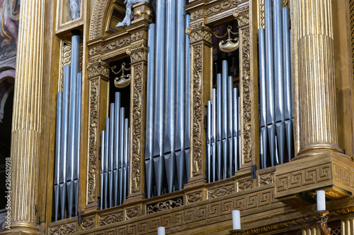 Old decorated church pipe organ